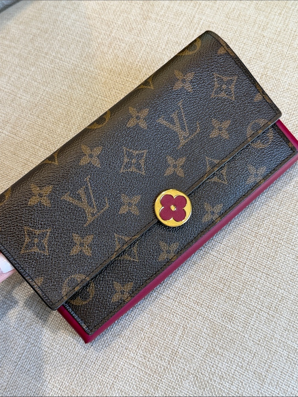 LOUIS VUITTON FLORE WALLET Fuschia Raspberry Monogram Canvas Long Wallet - Picture 3 of 13